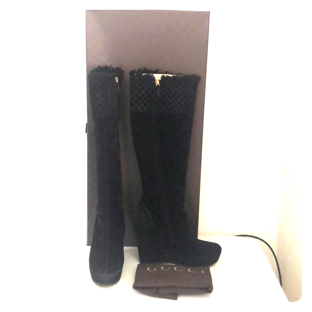 Gucci Suede Wedge Boots